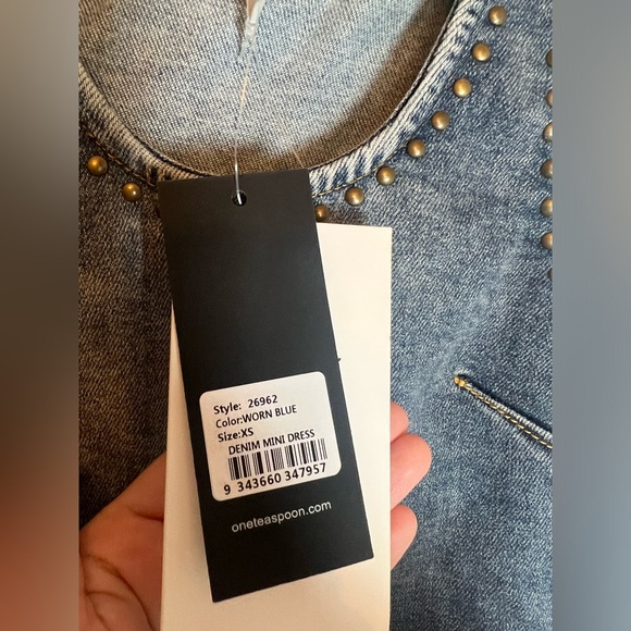 One Teaspoon Denim Mini Dress in Worn Blue - Picture 6 of 8